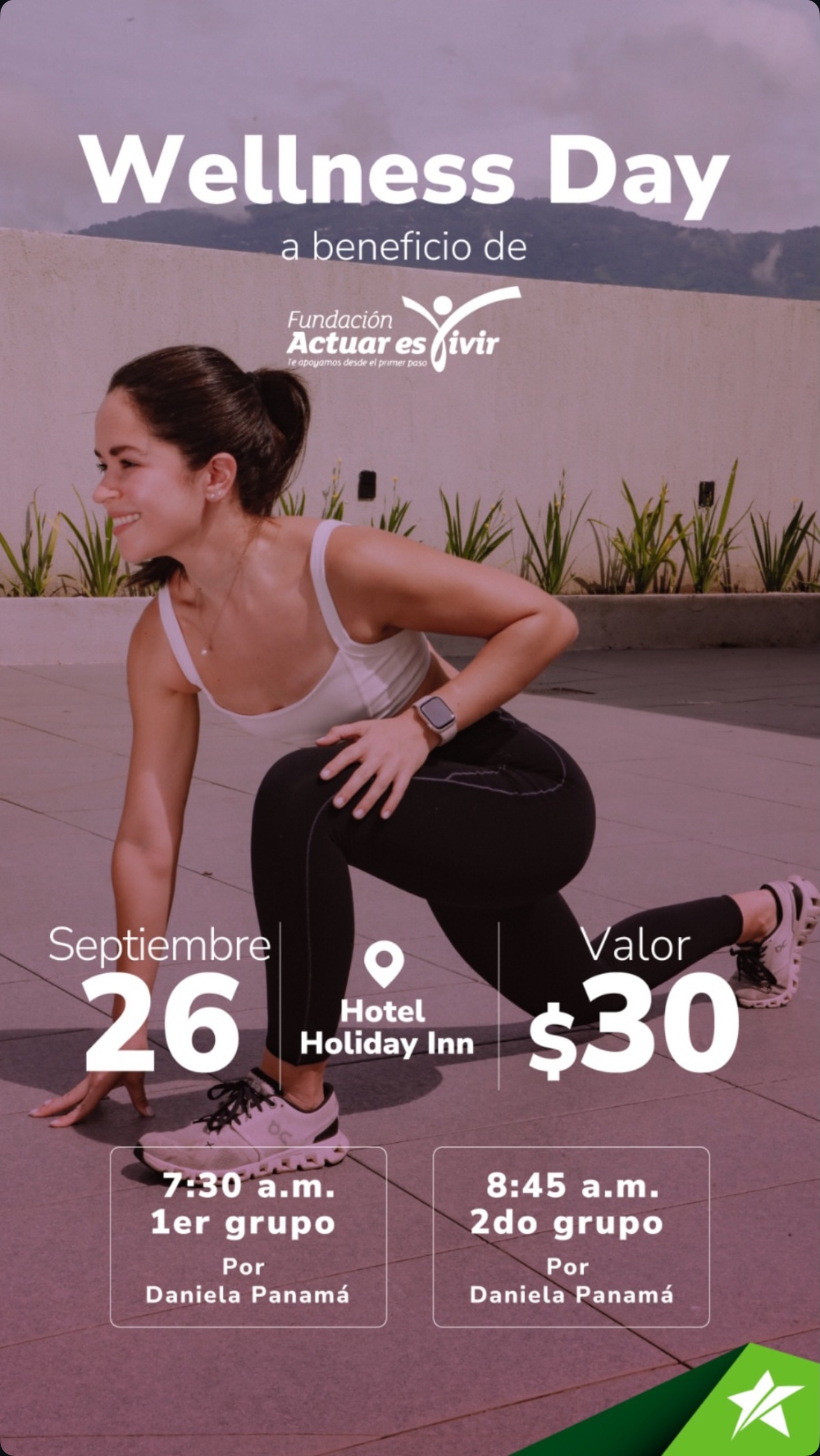 Afiche del Wellness Day, el 26 de septiembre, con Daniela Panamá